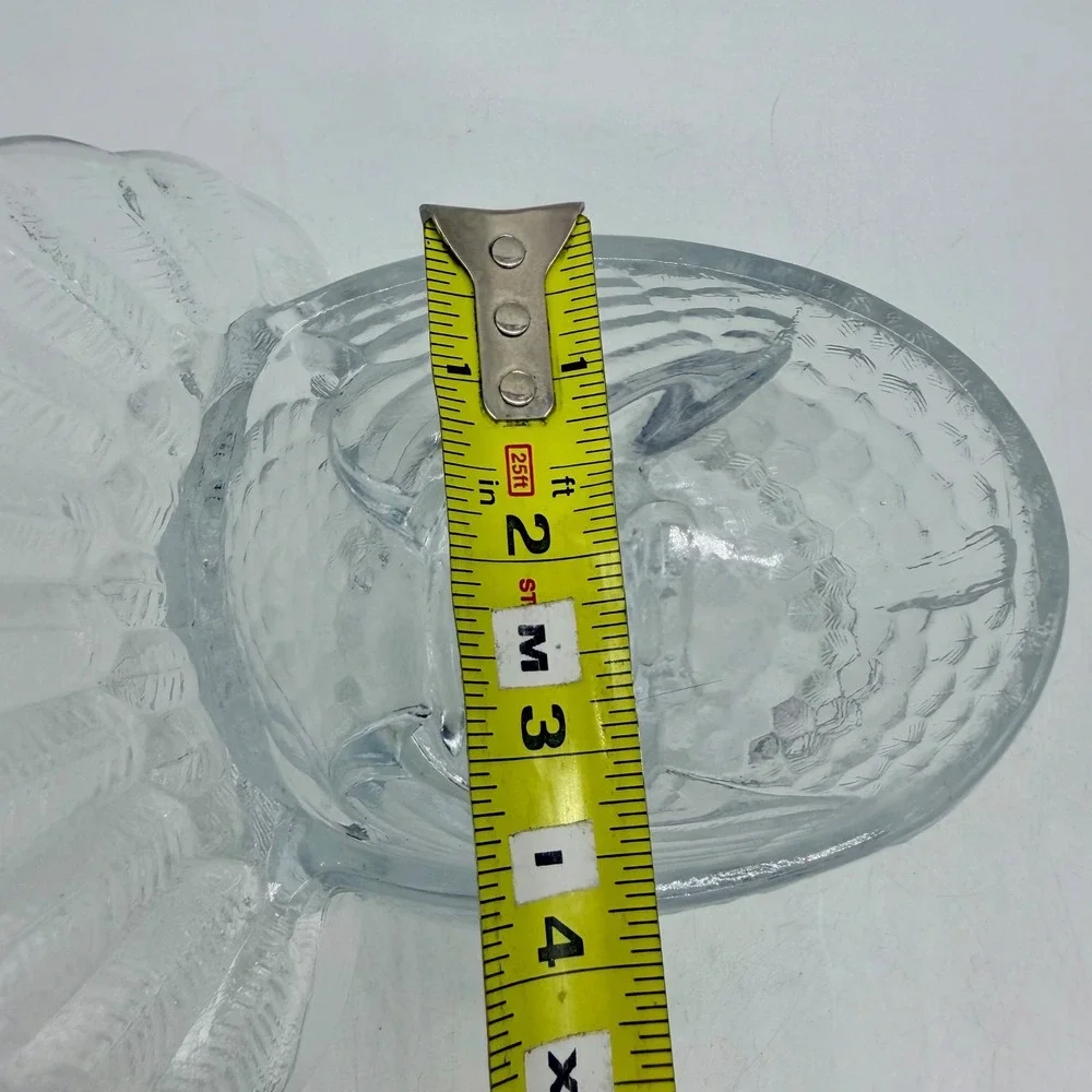 Clear Pressed Glass Turkey Candy Dish Thanksgiving Lidded Centerpiece Vintage